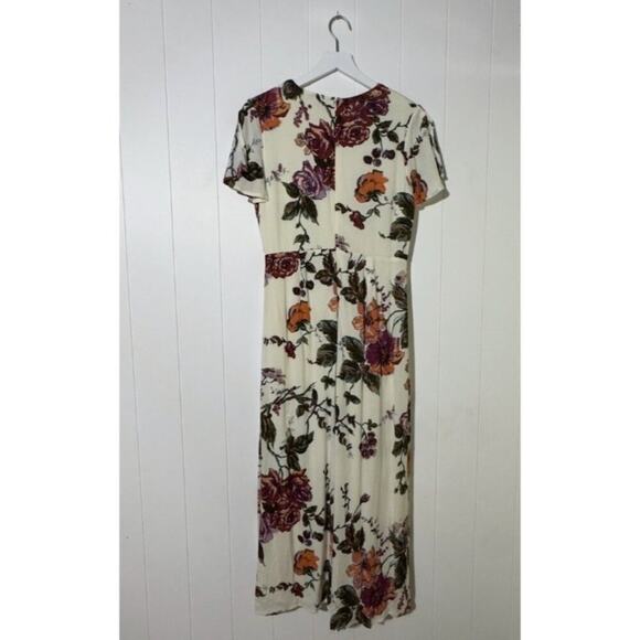 Third Bird Nest Cream and Floral 100% Rayon Flutter Sleeve Jumper Size Small - Picture 7 of 10